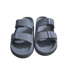 Beach Slides by J/Slides SoCool Grey EVA Platform Sandals 9M NEW Double buckle